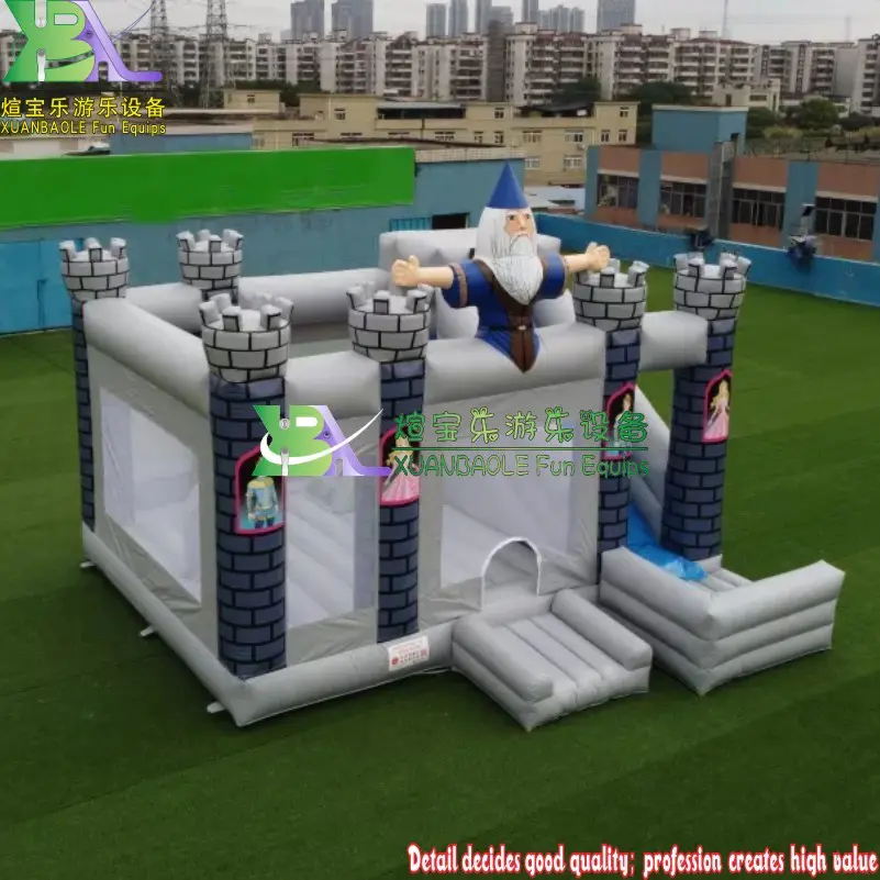 Wizard&Princess Inflatable Commercial bouncy castle Combo, Kids Magic Castle With slide Jumping Moonwalk