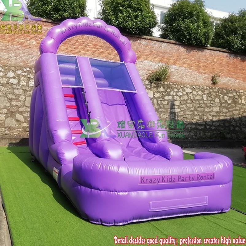 15' Commercial Inflatable Water Slide, Ourdoor Party Inflatables Purple Bouncy Slide With Blower