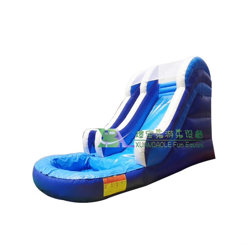 Girls & Boys Favor 0.55mm Tarpaulin PVC Kids Residential Backyard Single Lane Blue&White Wave Mini Inflatable Water Slide