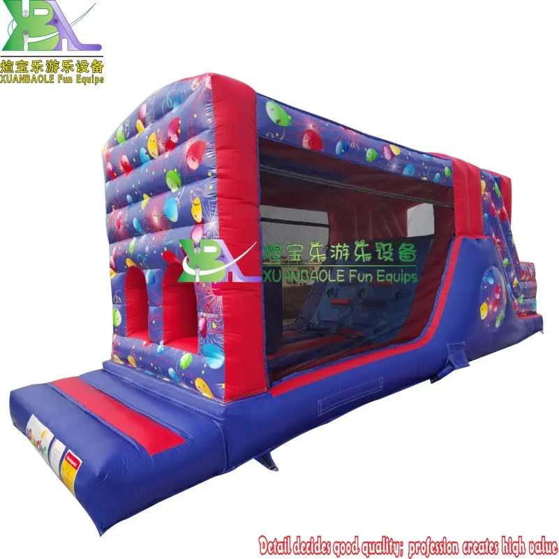 Amusement Park 9.5ft x 28.3ft Party Balloons Assult Course, Kids Crazy Fun Challenging Inflatable Obstacle Sport Game