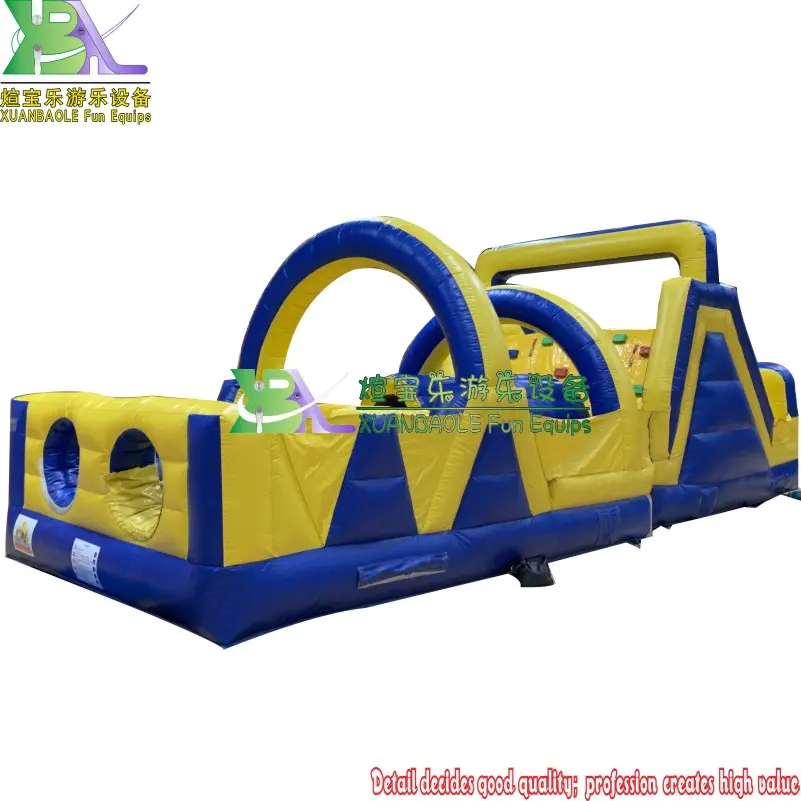 OEM Design 2parts Commercial 33.33ft Teenage Inflatable Assault Obstacle Course With Rock Climbing Slide Arch