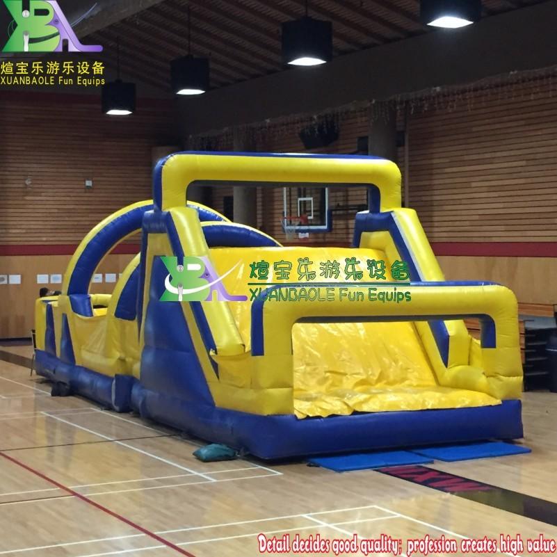 OEM Design 2parts Commercial 33.33ft Teenage Inflatable Assault Obstacle Course With Rock Climbing Slide Arch