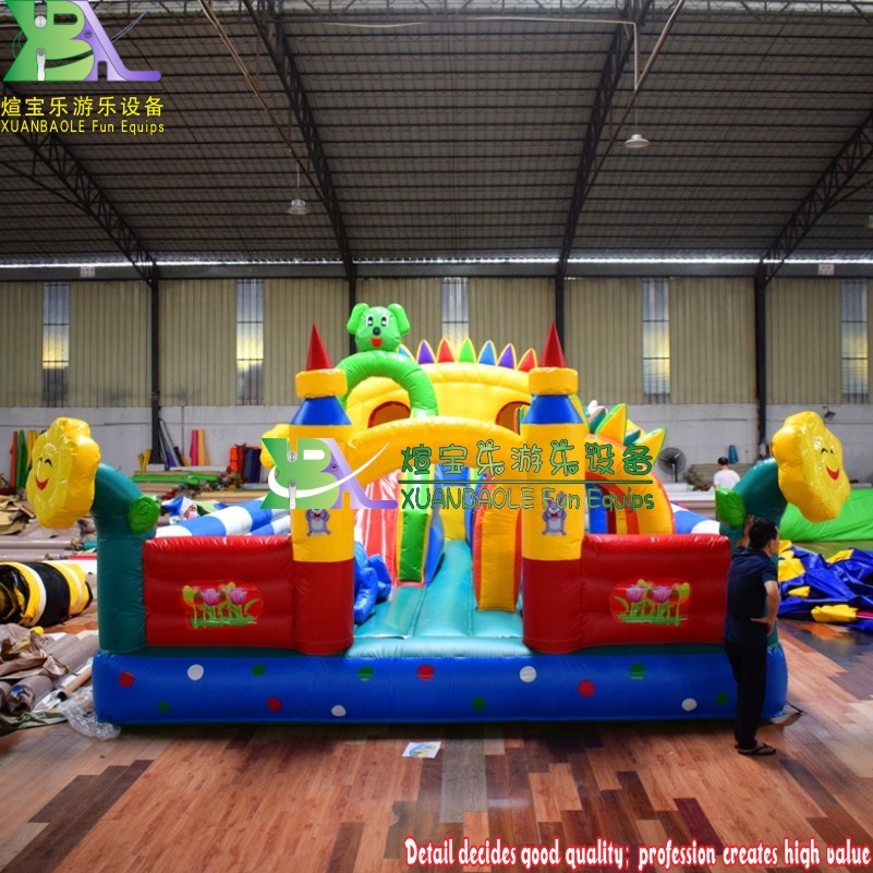 Entertainment Park Kiddle Jumping Castle Bouncer Funcity Playground, Flower Smile Theme Inflatable Trampoline Bouncy Park