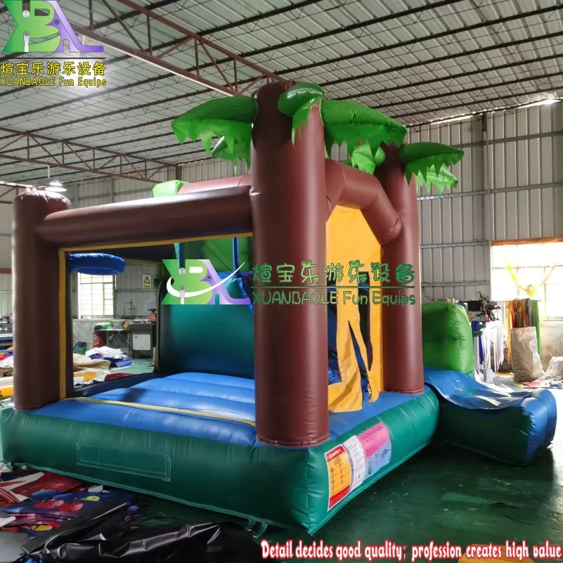 Island Tree Bouning Castle Slide Combo With Jumping House, Yard /Indoor Used Mini Jungle Green Tree Bounce