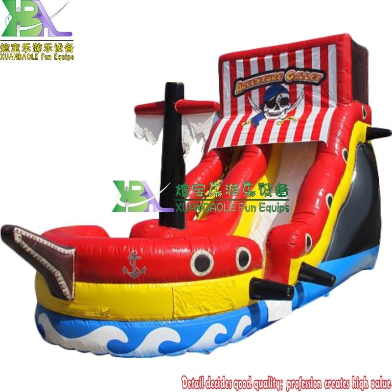 Adventure Galley Inflatable Pirate Ship Water Slide, Pirate Bouncy Combo Wet/Dry Slide For Kids Party Rental