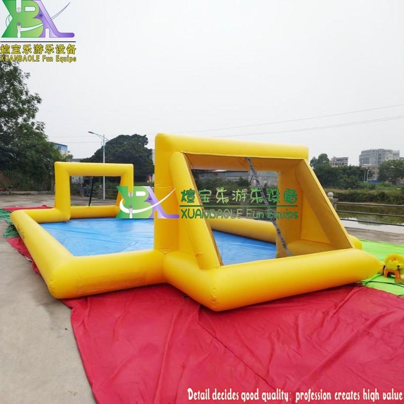 Yellow and Light Blue PVC heavy duty Inflatable Soap Football Field/water Soccer Court/ inflatable Field For Football Games
