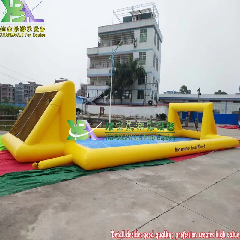 Yellow and Light Blue PVC heavy duty Inflatable Soap Football Field/water Soccer Court/ inflatable Field For Football Games