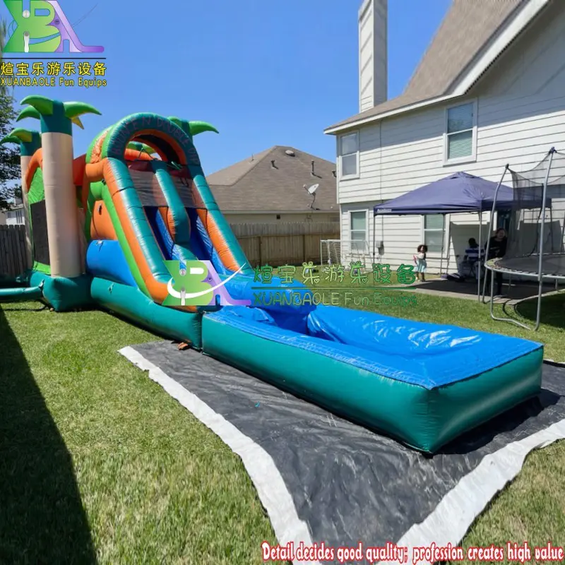 Party Jumpers Island Oasis Tropical Combo Water Slide Inflatable Bounce House With Pool