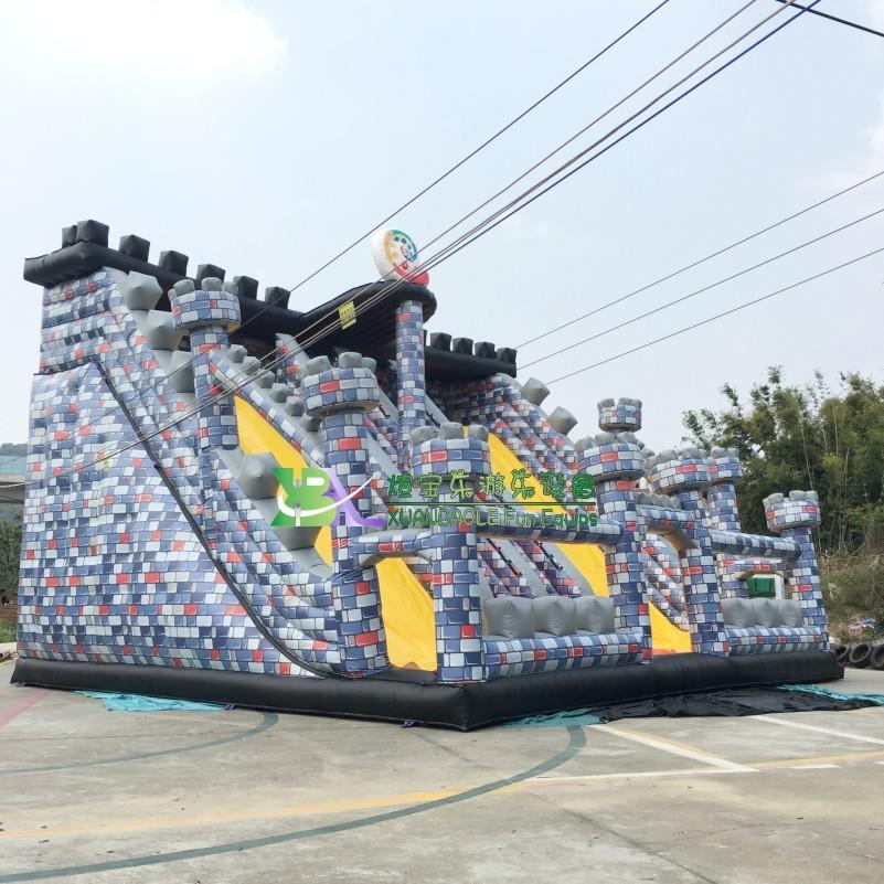 Commercial Super Large Trampoline Slide, Camelot Knight 31ft Heavy Duty Inflatable Jumping Castle Slide For Kids & Adults Entertainment Park