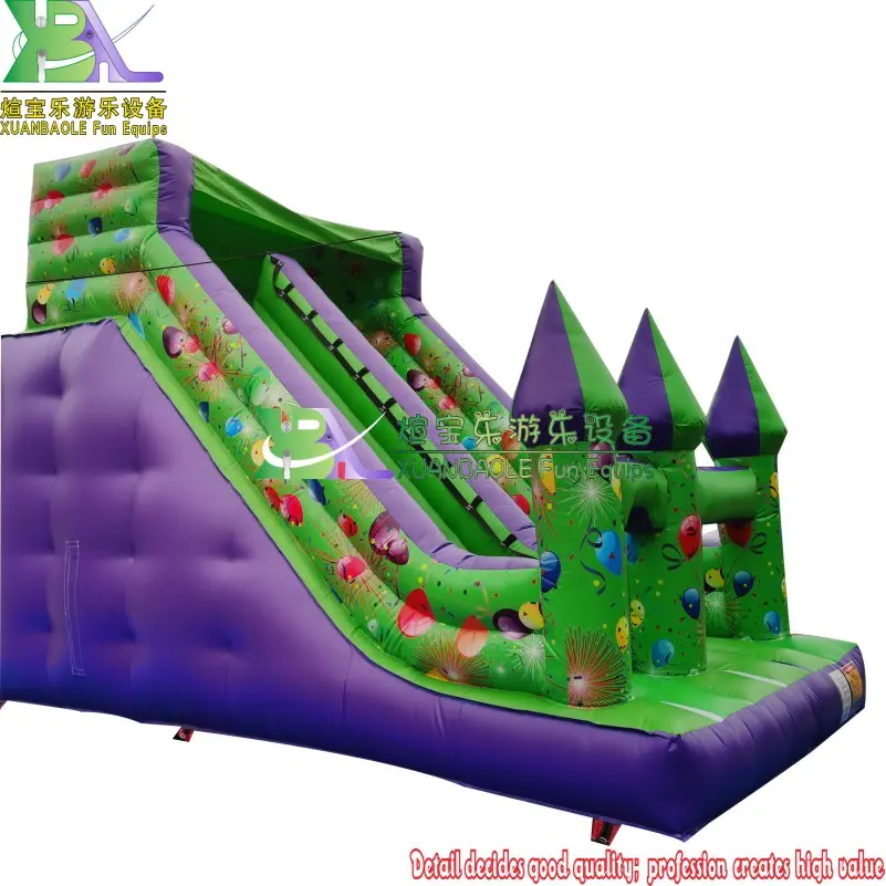 Purple&Green Inflatable Slide, Party Air Balloon Printing Castle Slide