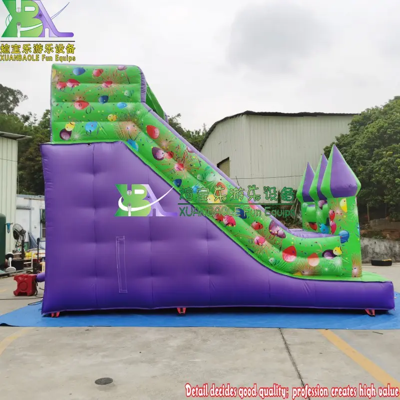 Purple&Green Inflatable Slide, Party Air Balloon Printing Castle Slide