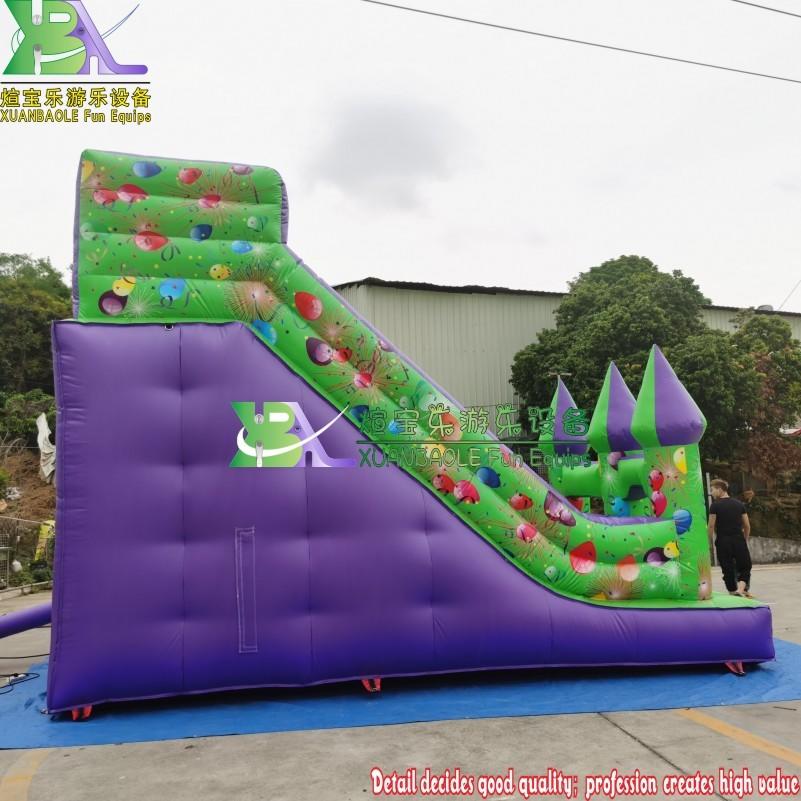 Purple&Green Inflatable Slide, Party Air Balloon Printing theme jumping caste Slide, Commercial Fun House Trampoline Slides