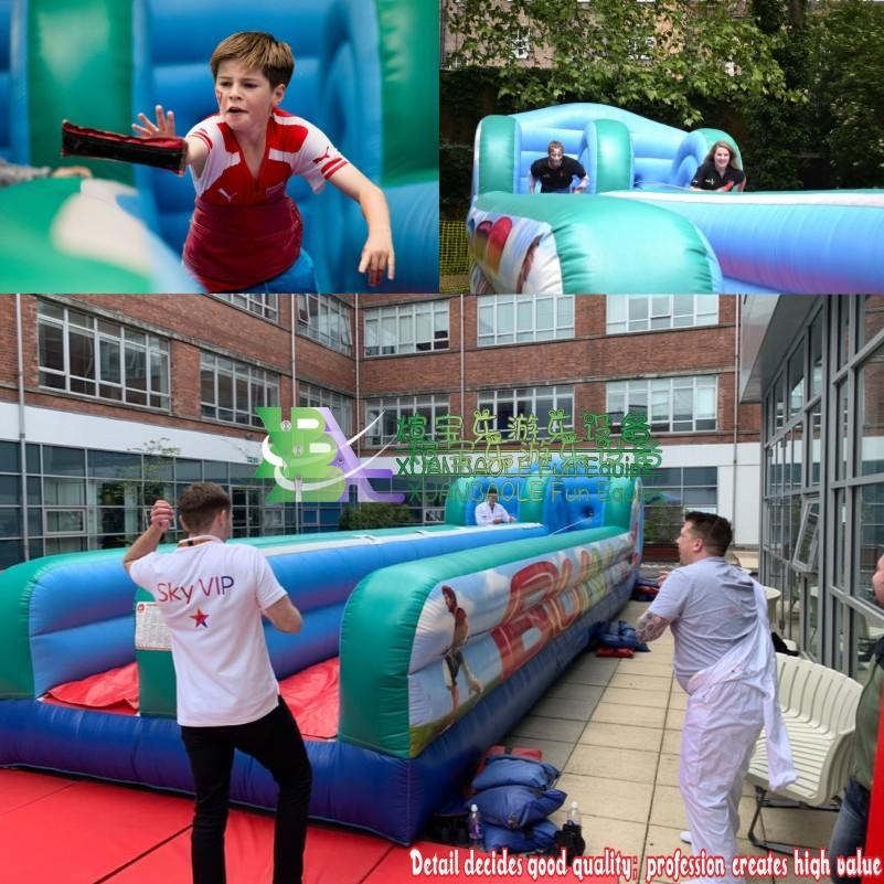 Competitive Challenge Dual Lane Inflatable Bungee Run Bungee Run Inflatables Race, With Bungee/Bungy Cords, Harness Vests & Pads