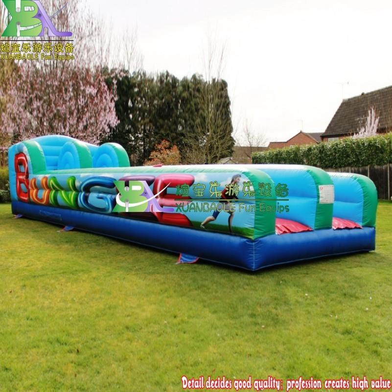 Competitive Challenge Dual Lane Inflatable Bungee Run Bungee Run Inflatables Race, With Bungee/Bungy Cords, Harness Vests & Pads