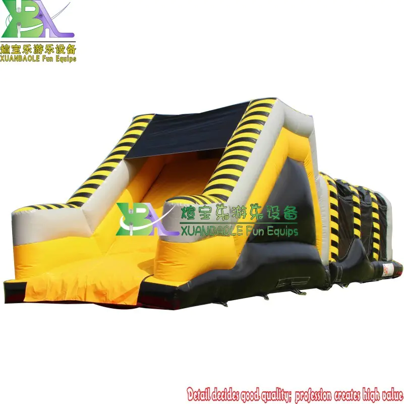 Adult Children Extreme Training Caution Theme Challenge Inflatable Obstacle Course / Kids Assult Course