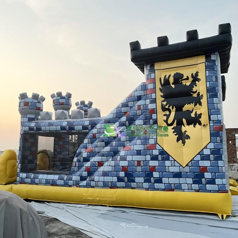 Medium Camelot Inflatable Castle With Slide, Commercial Grady Heavy Duty PVC Knight Jumper Castle Combos