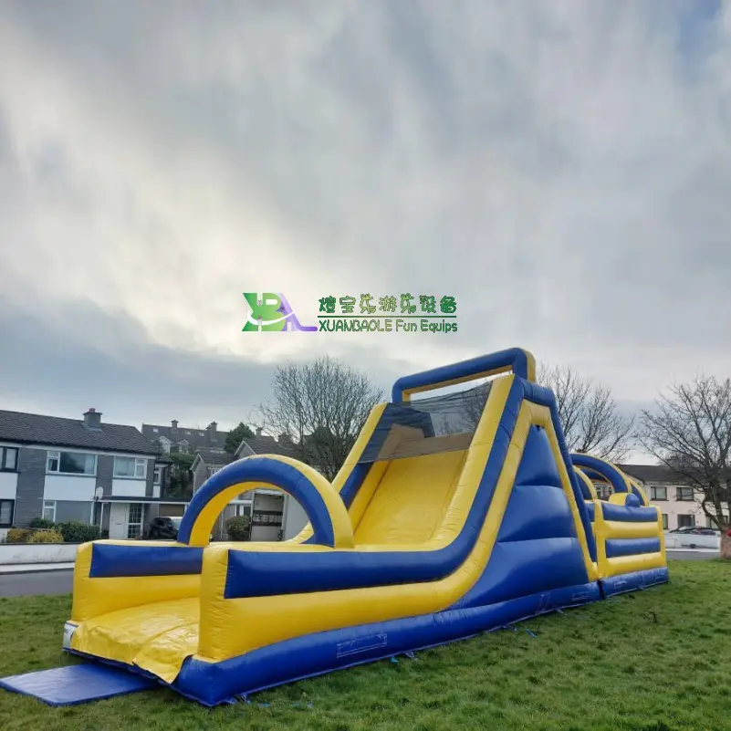 Amusement Park Equipment Blue/ Yellow inflatables obstacle course bounce