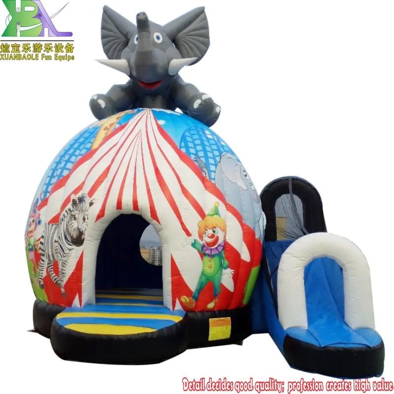 Disco Dome Inflatable Bouncers Elephant Theme Bouncy Castle Combo Slide
