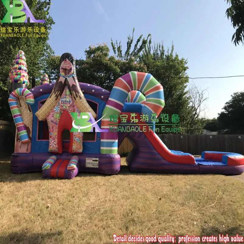 Commercial PVC Tarpaulin Candy Land Sugar Shack bouncer with Dry/Wet slide Combo Sugar Shack Castle