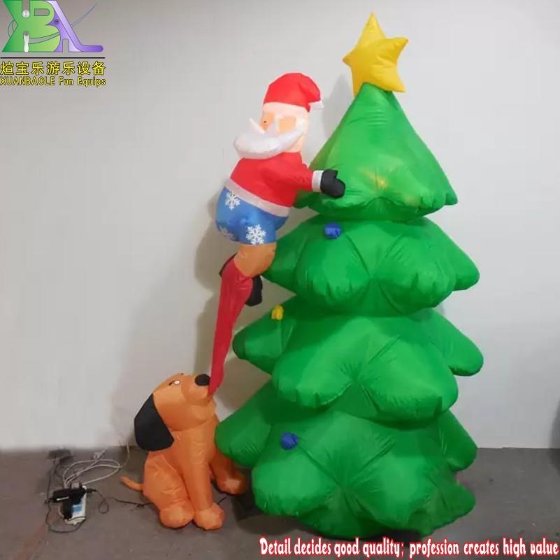 Night Cartoon Inflatable Model Dog Bit Christmas Light Santa Claus
