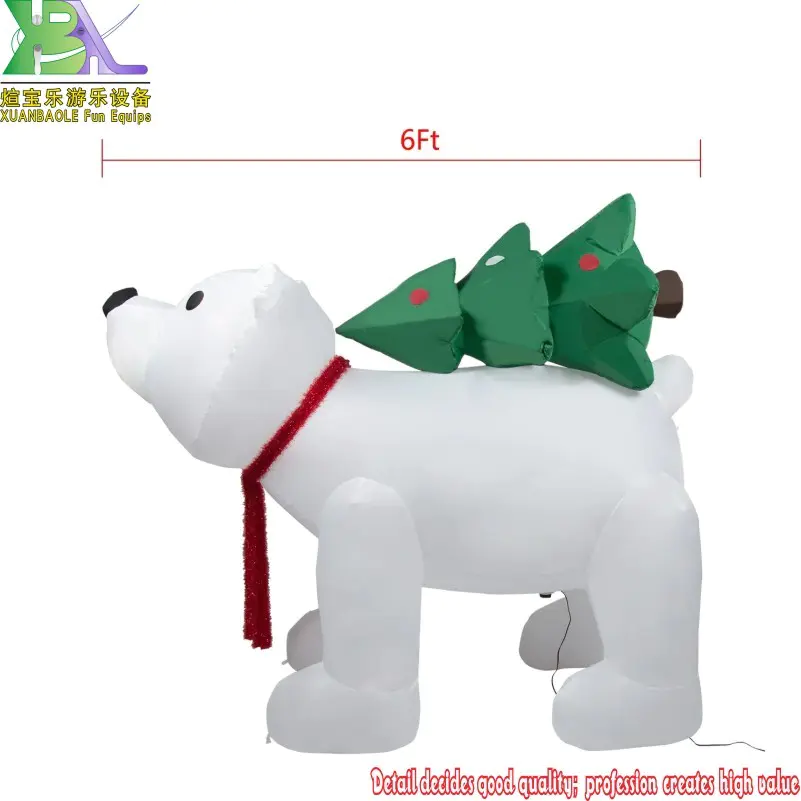 Kinbor 6 Ft Inflatable Christmas Tree on The Polar Bear Blow up Outdoor Yard Decoration