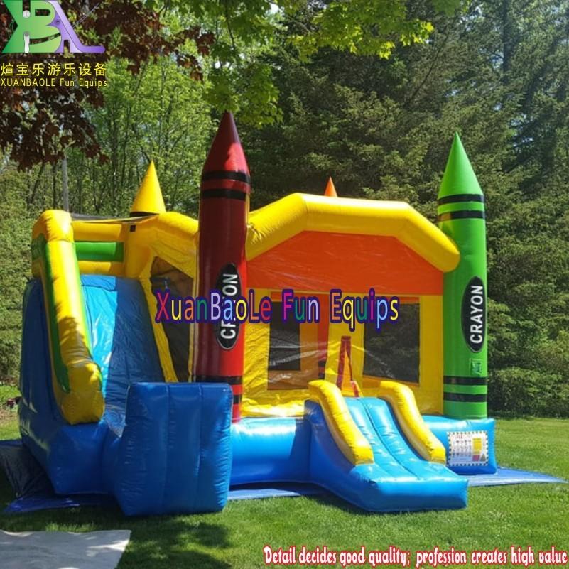 Commercial Crayon Inflatable Bouncy Castle Combo