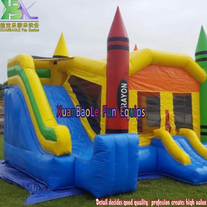 Commercial Crayon Inflatable Bouncy Castle Combo