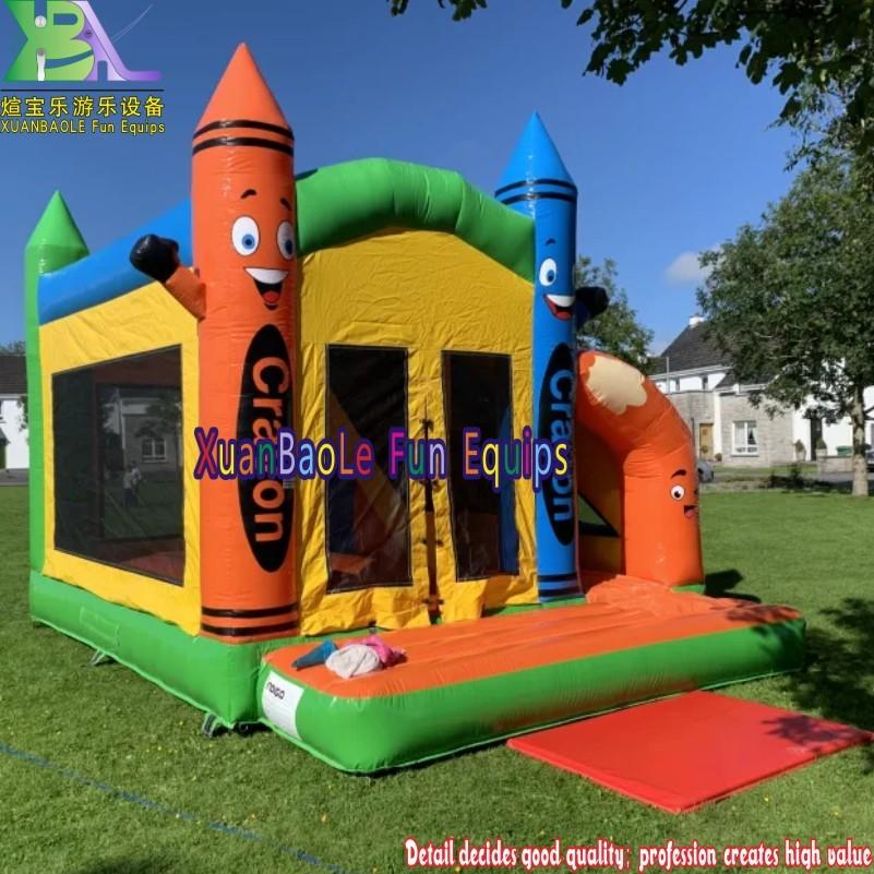 Lovely Factory Custom Kids Crayon Jumping Inflatable Bounce Castle Outdoor Inflatable Bouncing Combo Party Jumpers