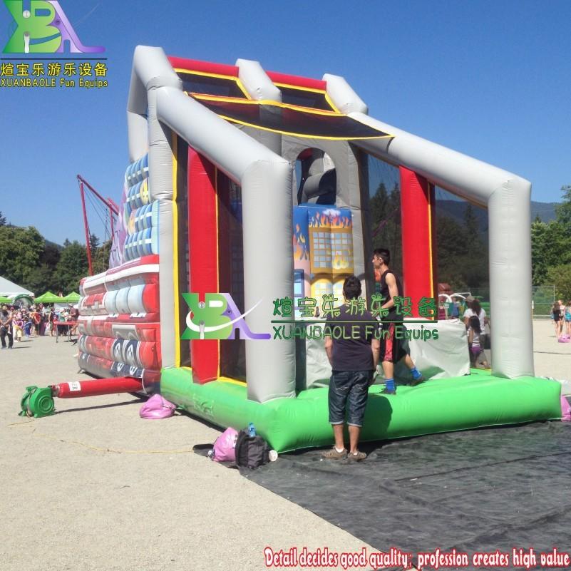 Fire Escape Jump Inflatable Fire Truck Slide Sport Game / Extreme Inflatable Airbag Stunt Jump