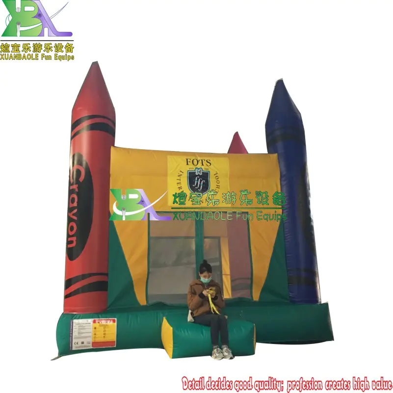 2022 Crayon inflatable castle with LOGO, bouncy house for boys&girls , Used commercial School inflatable bouncer
