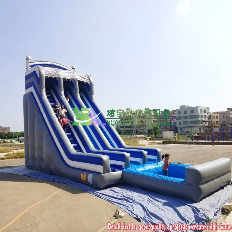 Factory manufacturing blazing Grey blue Mega Water Slide, Bounce Water Inflatable slide