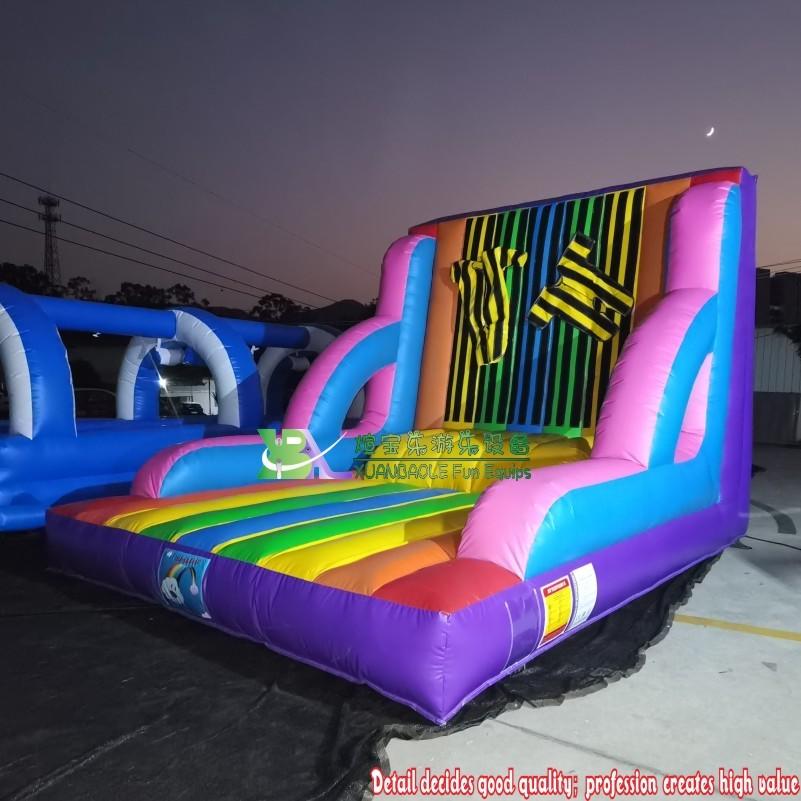 Commercial Standard Rainbow Inflatable Sticky Velcro Wall Games For Party, Jump Inflatable Fly Sticky Wall With Suits