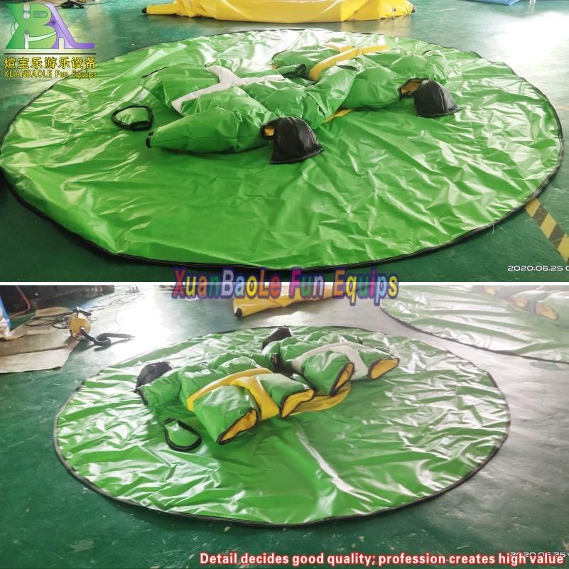 Green PVC Kids Inflatable Sumo Wrestling Suit Fighting Sumo Set With Padded Foam Floor