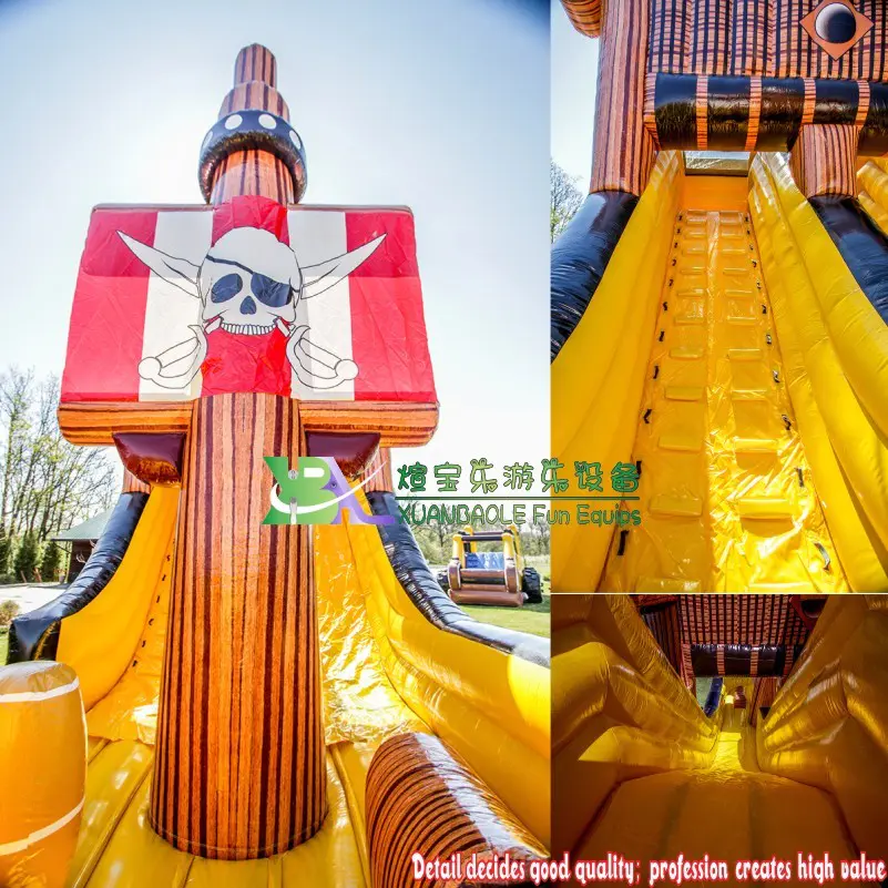 Inflatable Amusement Park Equipment Pirate Ship Bouncer Bouncy Obstacle With Slide