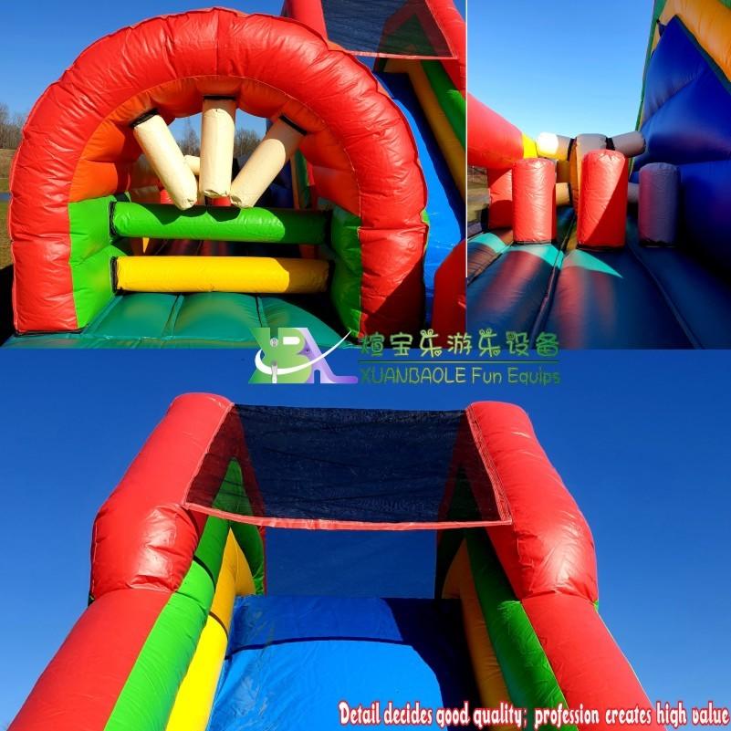Funhouse Inflatable Obstacle Course 30 Foot Slide Combo, Bouncing Castle Slide Obstacle