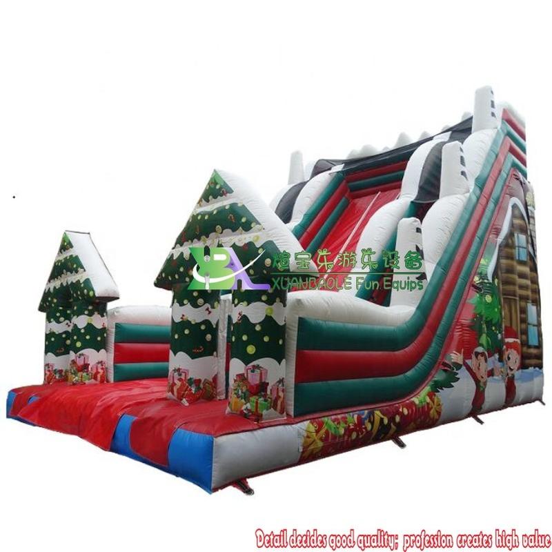 Christmas Eve Bounce Slide, Newly Festival Trampolines Inflatable Christmas Theme Santa Stuck Snow Slide