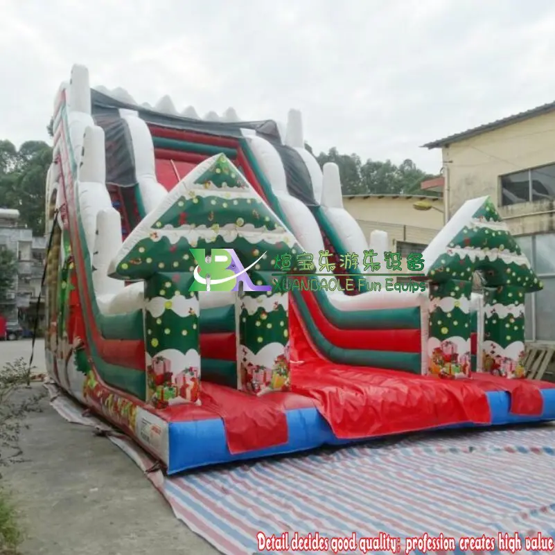 Christmas Eve Bounce Slide, Newly Festival Trampolines Inflatable Christmas Theme Santa Stuck Snow Slide