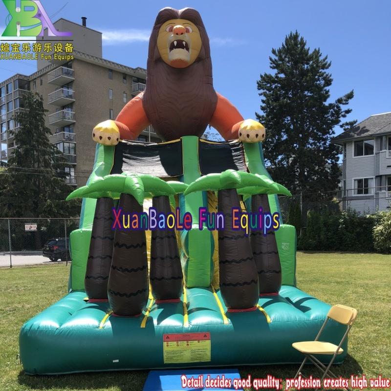Jungle Animal Wonderland Inflatable Slide, Kids Entertainment Park Bouncy Slide