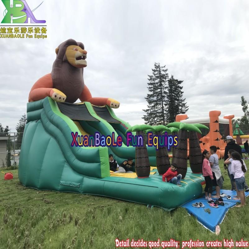 Jungle Animal Wonderland Inflatable Slide, Kids Entertainment Park Bouncy Slide