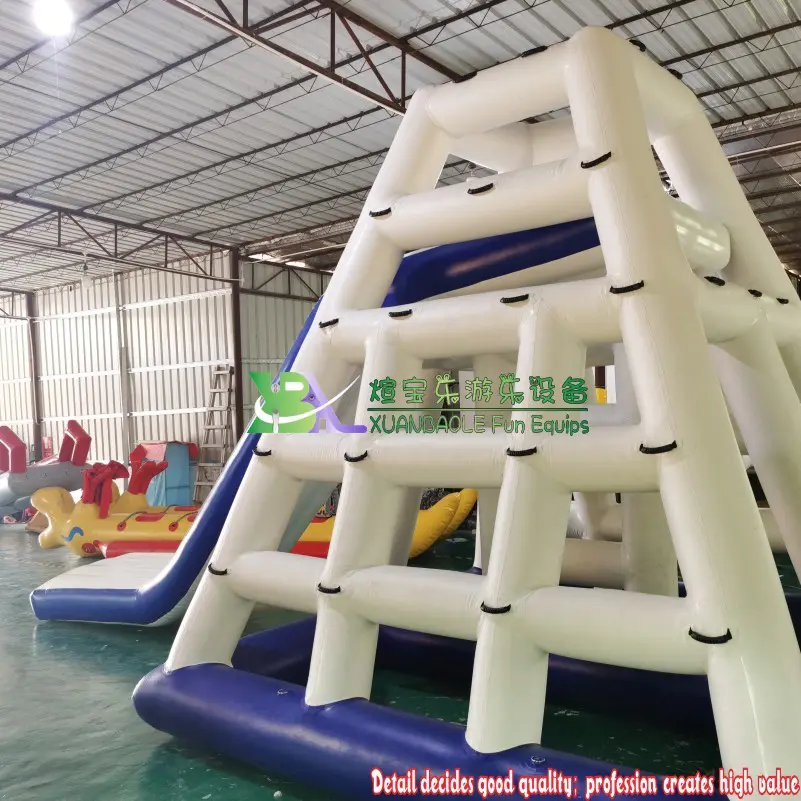 Aqua Runs & Wet Slide Pool Inflatables, PVC Water Toy Inflatable Floating Climbing Aqua Park Triangle inflatable Tower Slide