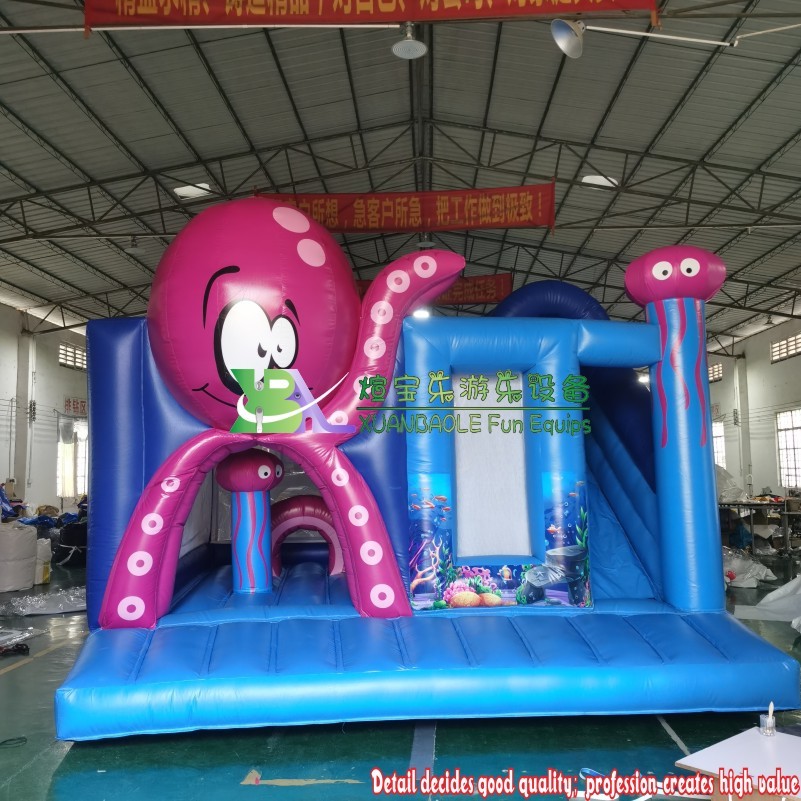 Commercial kids entertainment jumping game chateau inflatable combo bouncer inflatable octopus bouncy castle