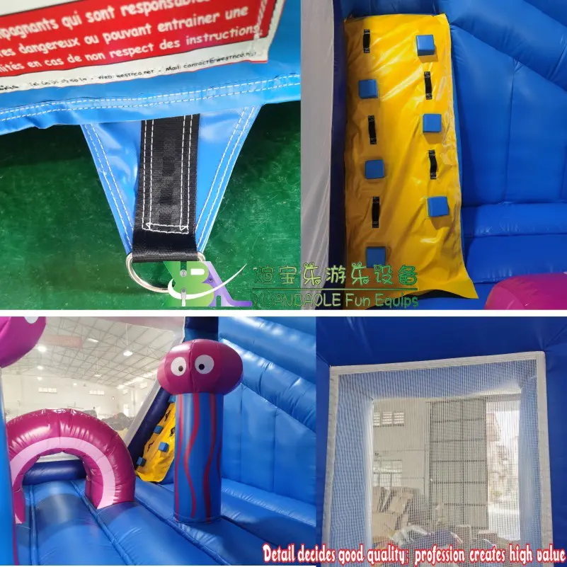 Commercial kids entertainment jumping game chateau gonflables combo bouncer inflatable octopus bouncy castle