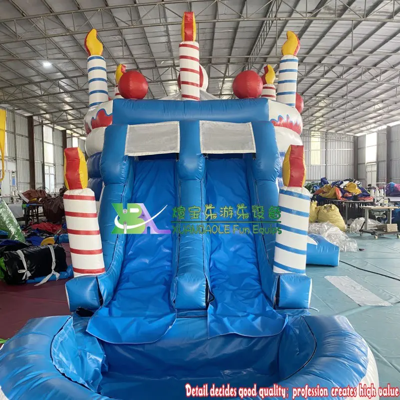 Birthday Cake Combo Bounce House With Pool Inflatable Wet Dry Castle Slide