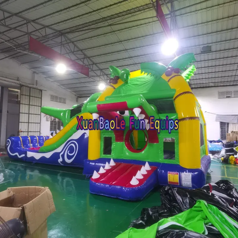 Fashion Crocodile jumping castle inflatable wet dry combo game for kids