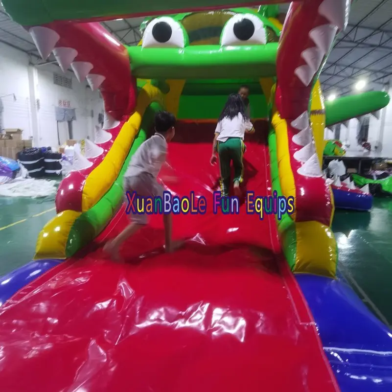 Fashion Crocodile jumping castle inflatable wet dry combo game for kids