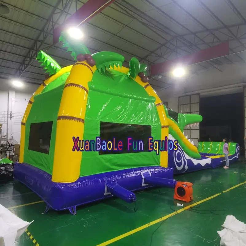 Multi play Crocodile Super Inflatable Bouncy Castle With Pool Slide