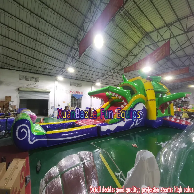 Multi play Crocodile Super Inflatable Bouncy Castle With Pool Slide