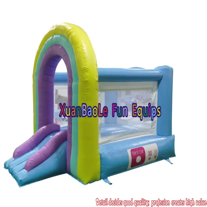 Macaron Fire retardant inflatable wedding castle, Mini Rainbow Colorful Bouncy House