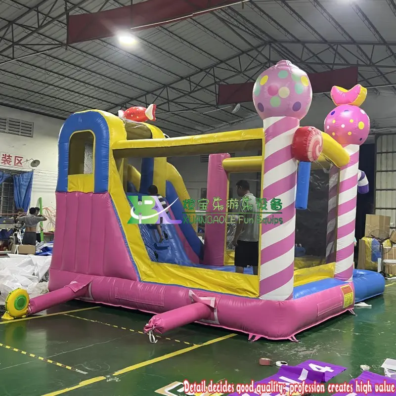 Candy Theme Commercial Inflatable Ground Water Park with Pool Slide / Inflatable Big Pool with Slide