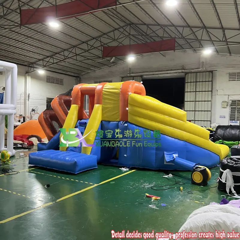 New popular build inflatable mini three water slides pool water park rental water play equipment